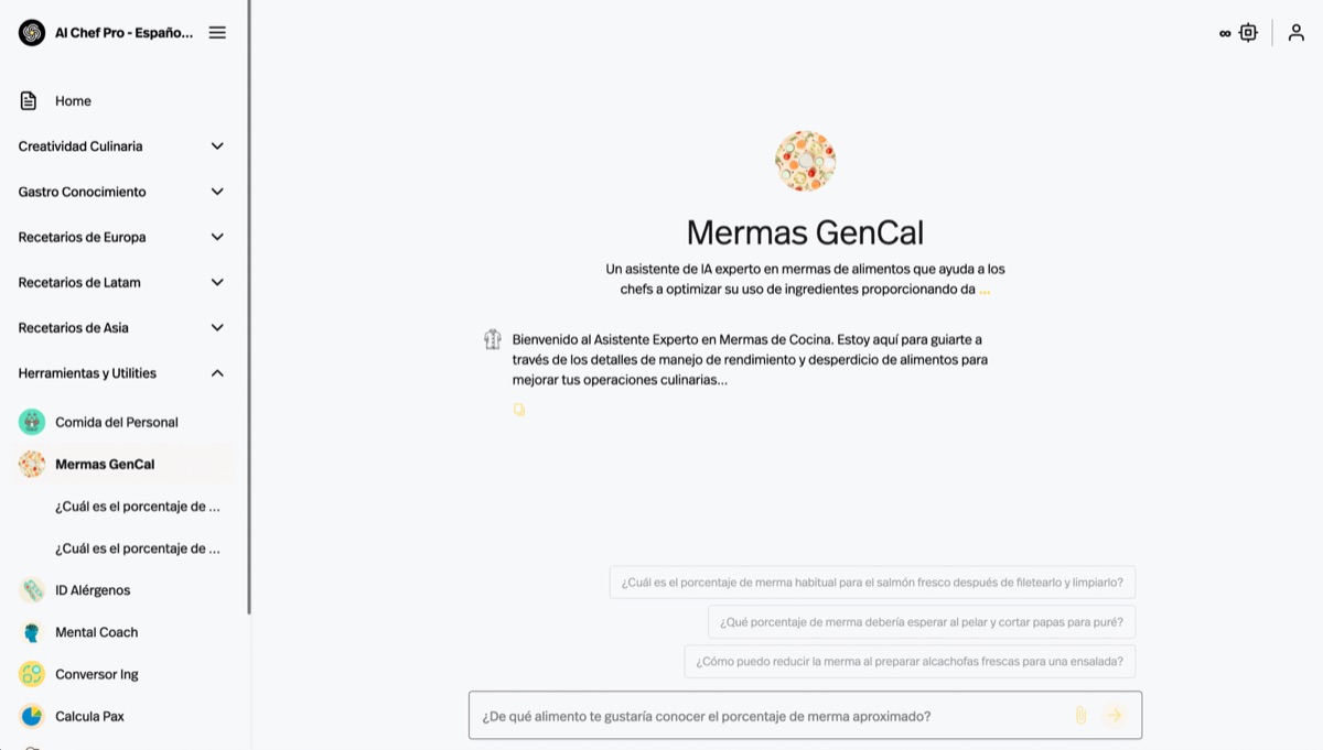 Captura Mermas Gen Cal App de AI Chef Pro