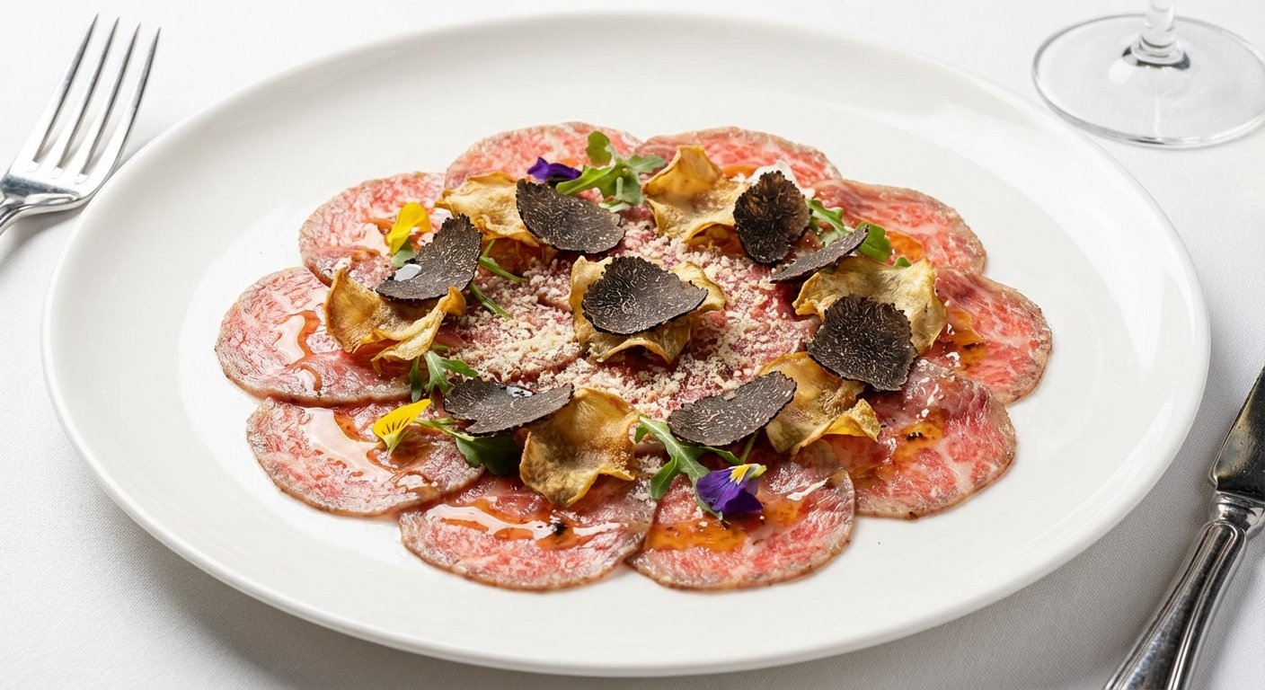 Carpaccio de Wagyu con Vinagreta de Cava y Trufa
