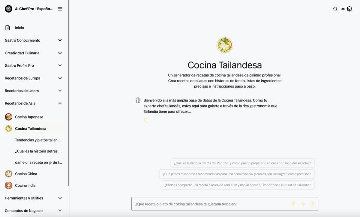 Cocina Tailandesa AI con AI Chef Pro - Captura de Pantalla de la App