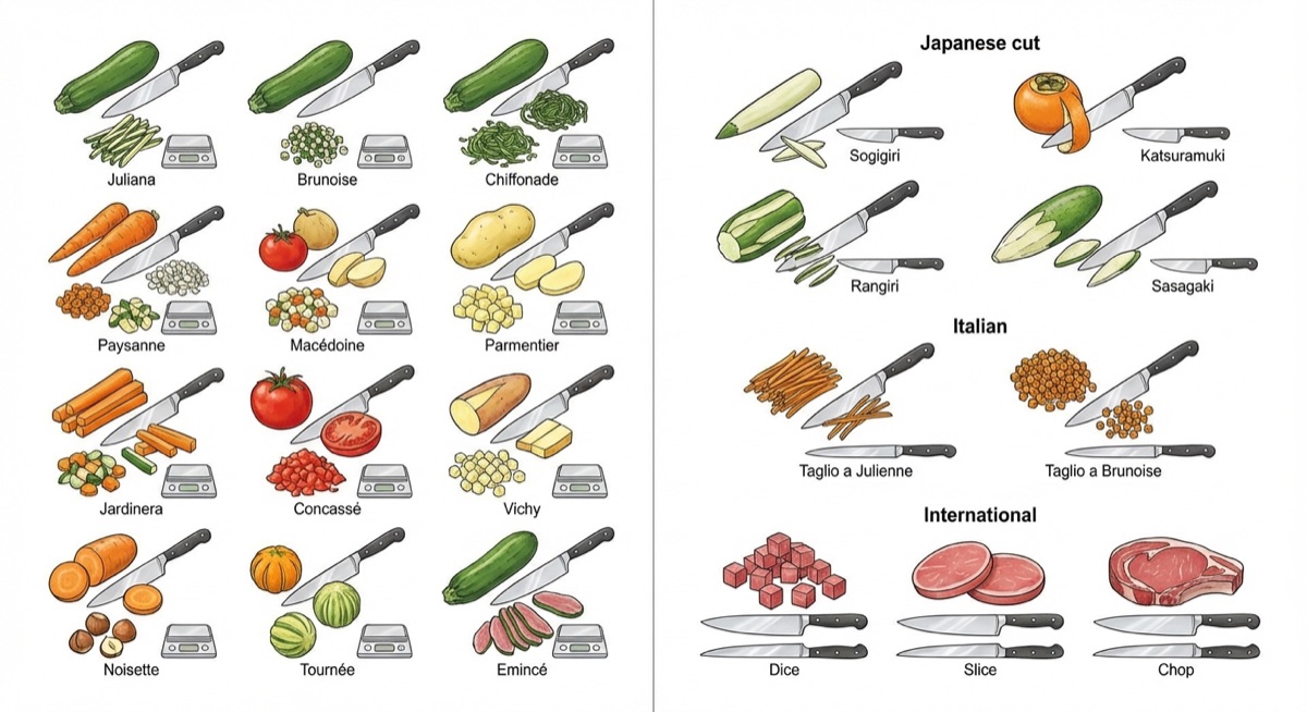 Tipos de Cortes en la Cocina Profesional