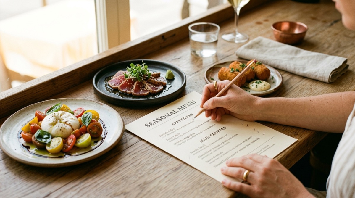 Carta de restaurante con platos emplatados clasificándose por rentabilidad y popularidad