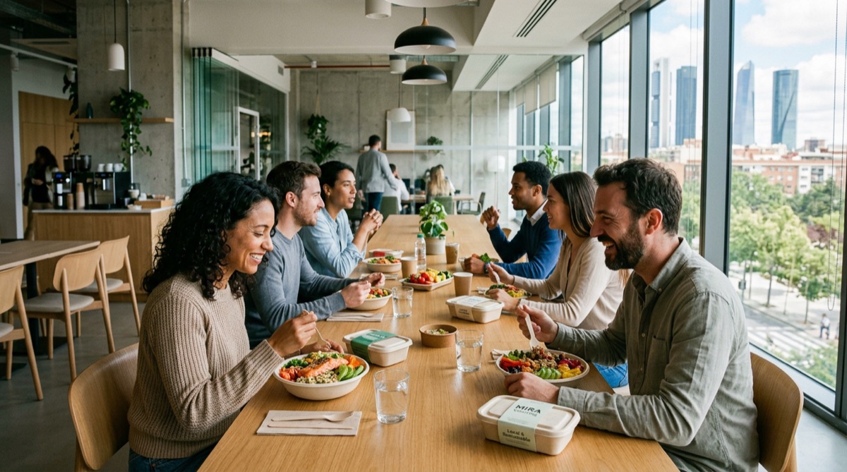 Comedor empresa con almuerzo saludable planificado con IA