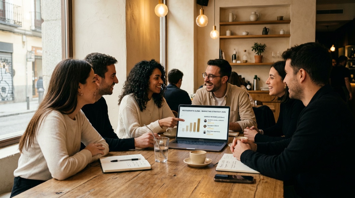 Gerente de restaurante revisando métricas de rendimiento de sus herramientas de IA