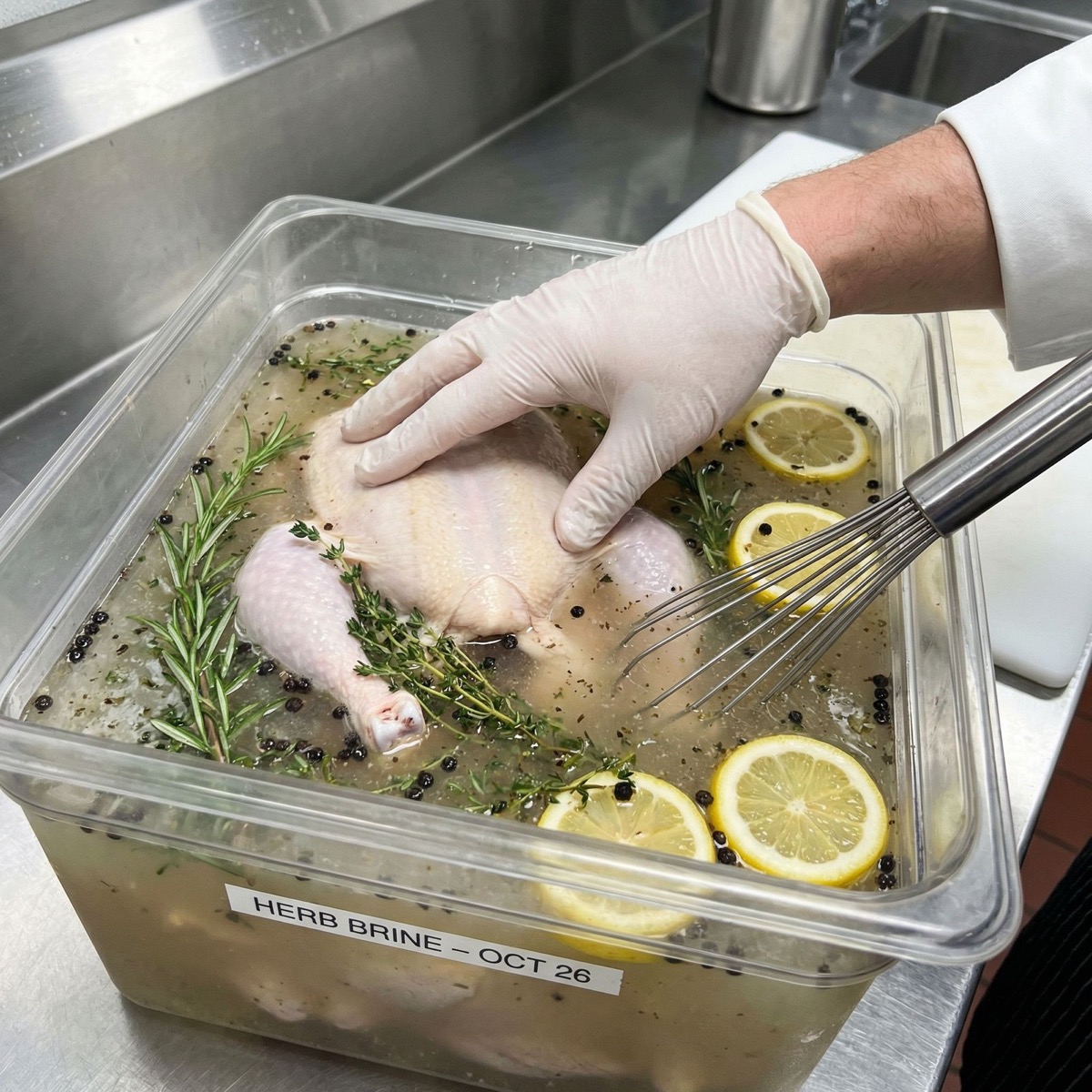 Pollo en salmuera con hierbas