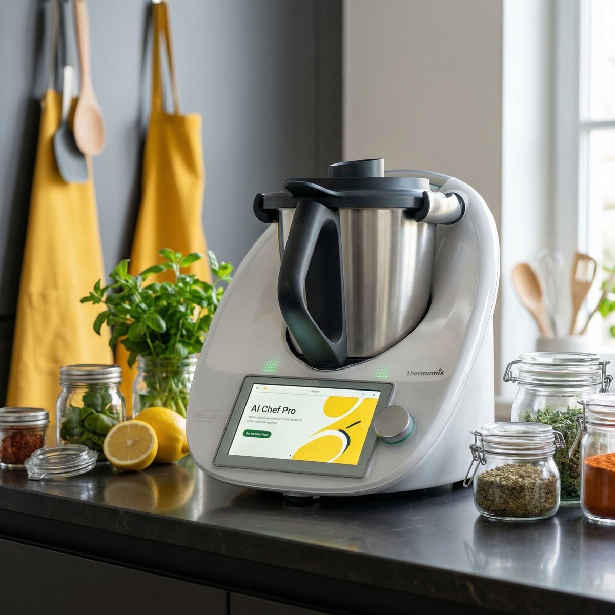 Thermomix preparando sopa cremosa con vapor