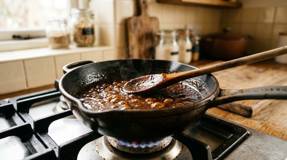 Reducción de demi-glace en cazo