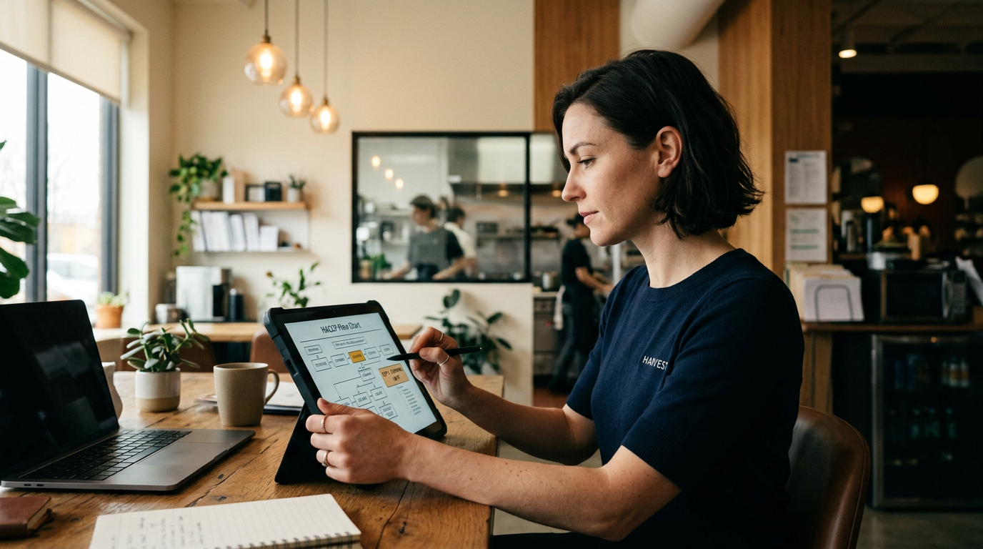 HACCP documentation on digital tablet