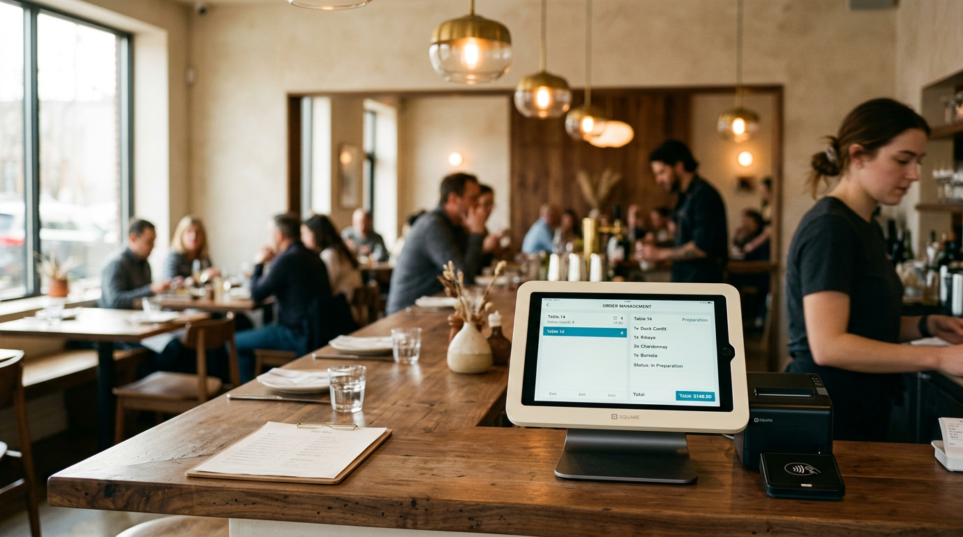 Modern restaurant POS touchscreen