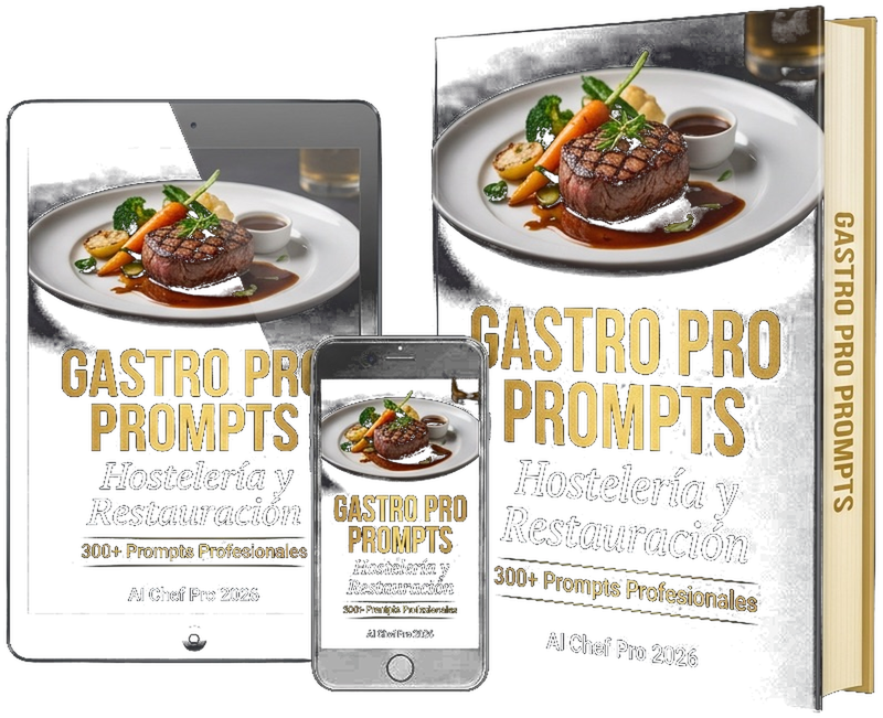 Gastro Pro Prompts — eBook, tablet y móvil con 300+ prompts de IA para hostelería y restauración