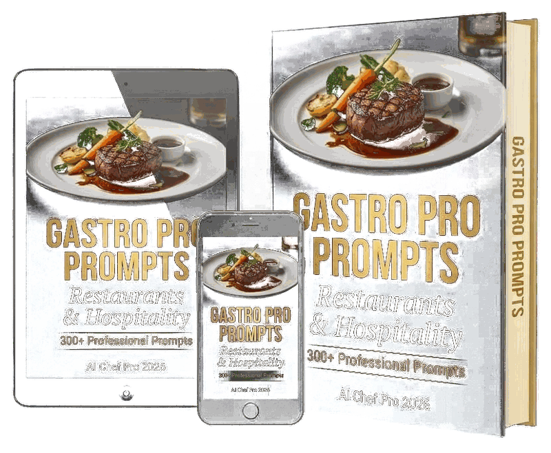 Gastro Pro Prompts — eBook, tablet and phone with 300+ AI prompts for restaurants and hospitality